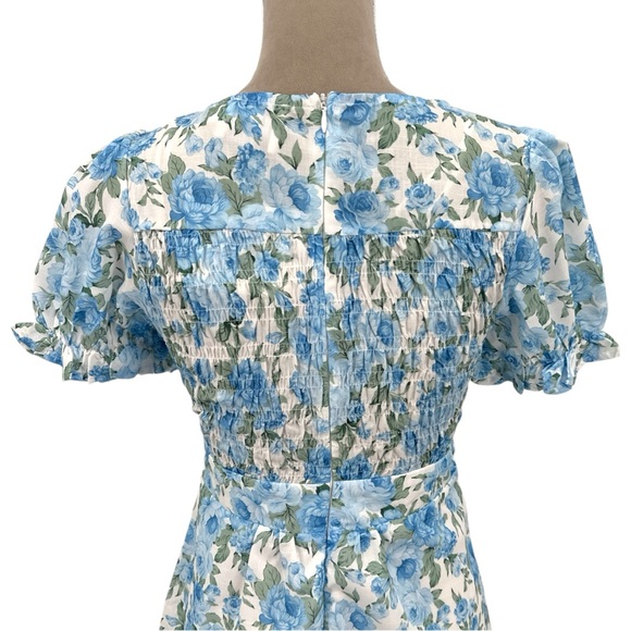 Hello Molly Picnic Loving Tie Front Dress - Blue Floral Print - Size Small - NWT - Picture 11 of 15